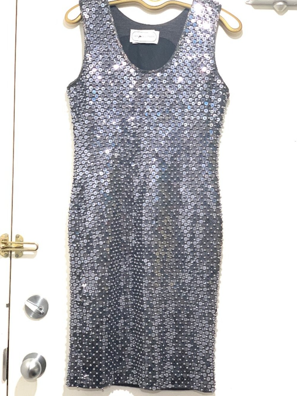 ADRIENNE VITTADINI HEAVY EMBELLISHED SQUIN MIDI DRESSES SIZE S/M